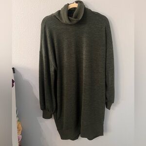 Gibson Look Long Sleeve Sweater Dress in Olive Green Size L NWT